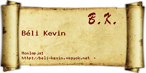 Béli Kevin névjegykártya